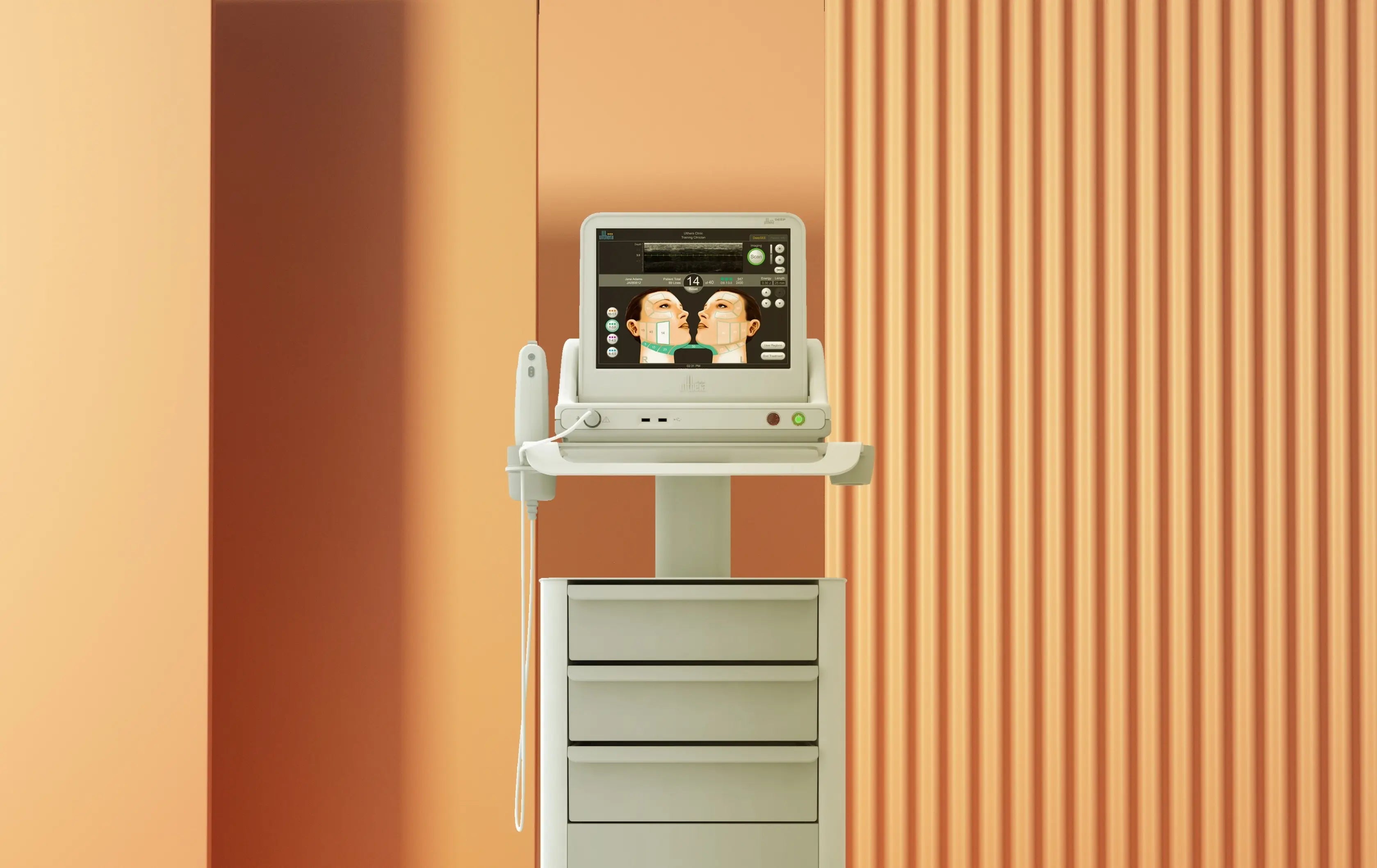 Night view of a city skyline with illuminated buildings